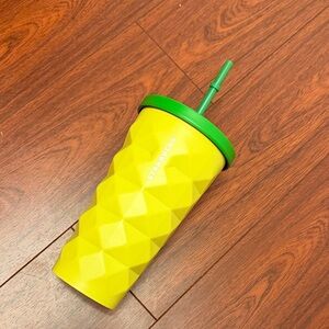 Starbucks Yellow Pineapple Tumbler with Green Straw